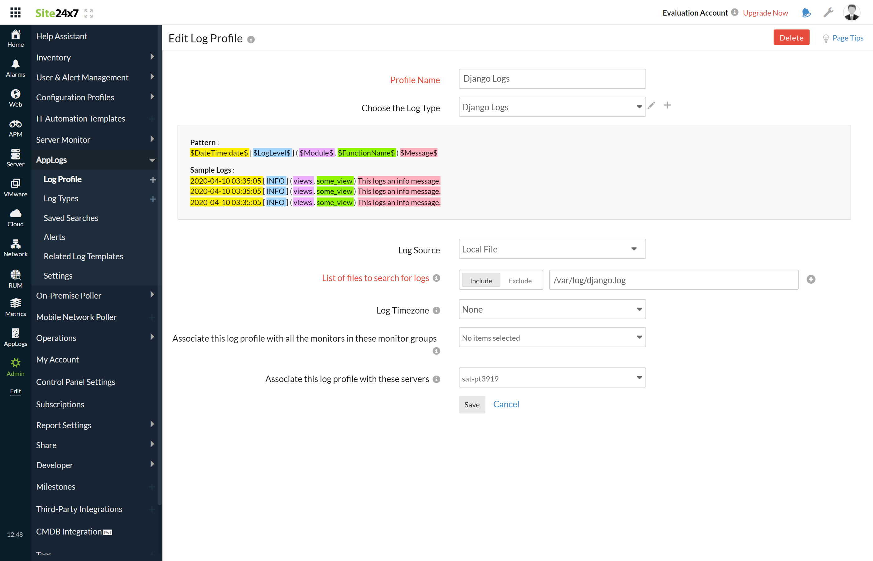 django edit log profile