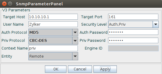 SNMP v3 configuration