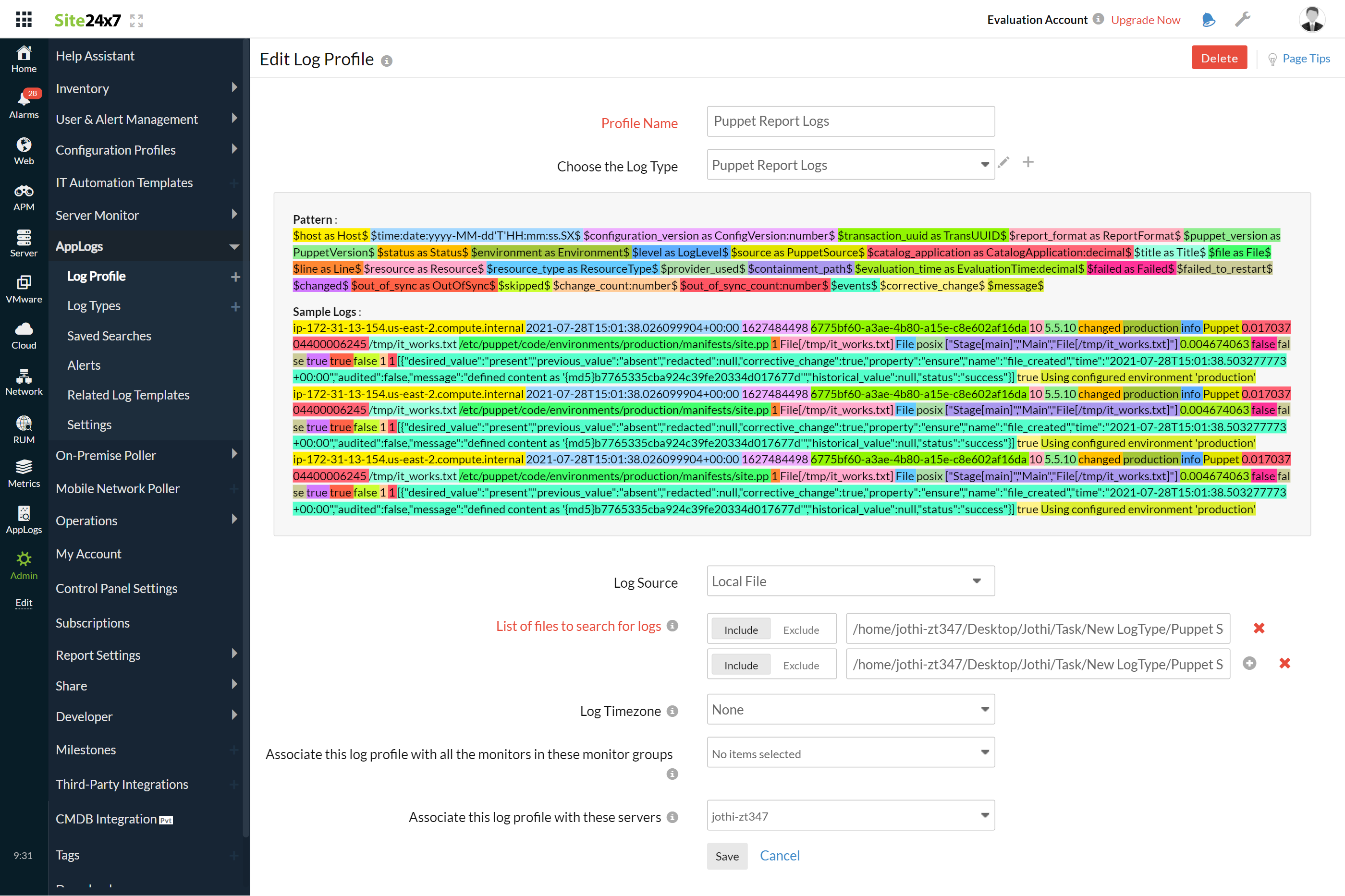 puppet-report-logs-edit-log-profile