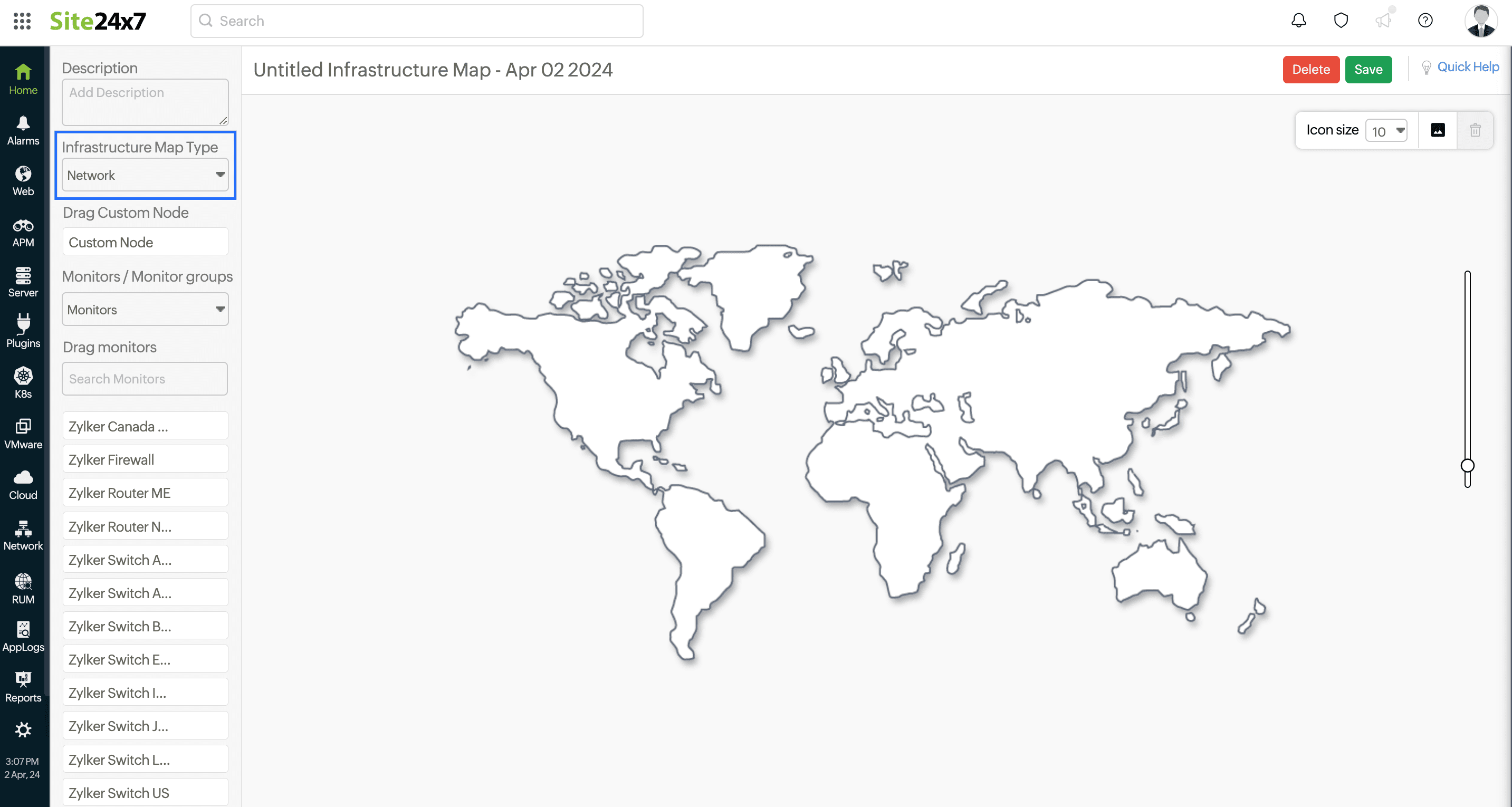 Marking an Infrastructure map as a Network Map